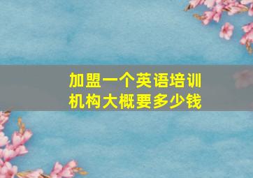 加盟一个英语培训机构大概要多少钱