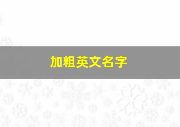 加粗英文名字