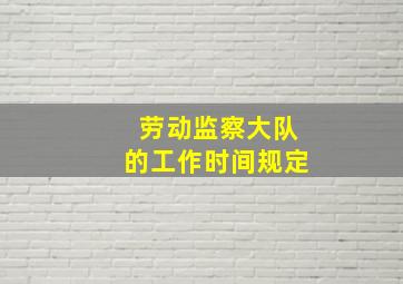 劳动监察大队的工作时间规定