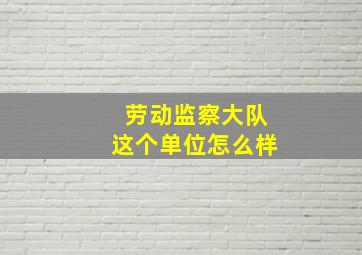 劳动监察大队这个单位怎么样