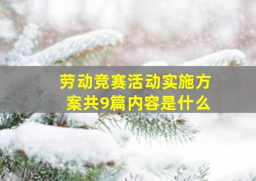 劳动竞赛活动实施方案共9篇内容是什么