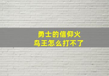 勇士的信仰火鸟王怎么打不了