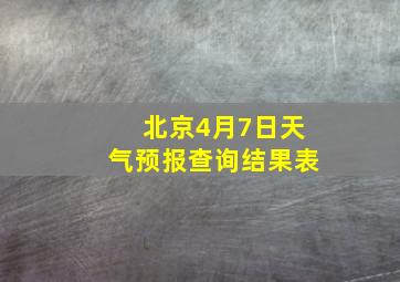 北京4月7日天气预报查询结果表