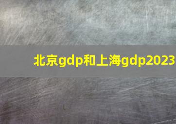 北京gdp和上海gdp2023