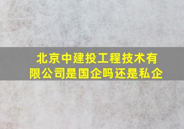 北京中建投工程技术有限公司是国企吗还是私企