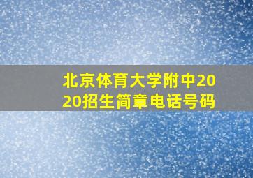 北京体育大学附中2020招生简章电话号码