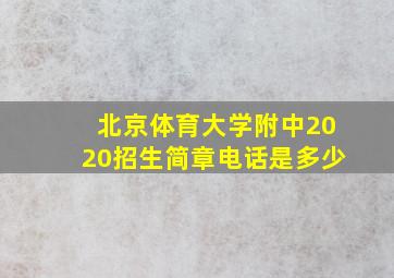 北京体育大学附中2020招生简章电话是多少