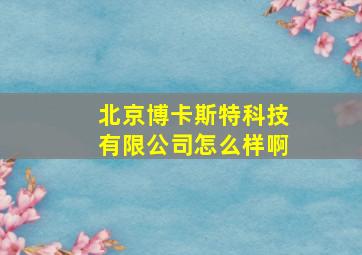 北京博卡斯特科技有限公司怎么样啊