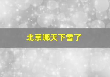 北京哪天下雪了