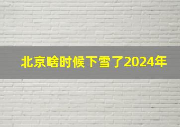 北京啥时候下雪了2024年