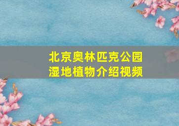 北京奥林匹克公园湿地植物介绍视频