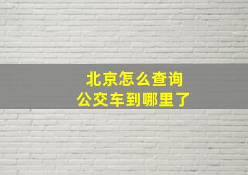 北京怎么查询公交车到哪里了