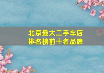 北京最大二手车店排名榜前十名品牌