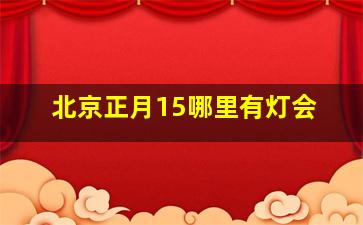 北京正月15哪里有灯会