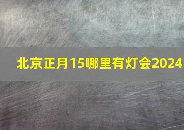 北京正月15哪里有灯会2024