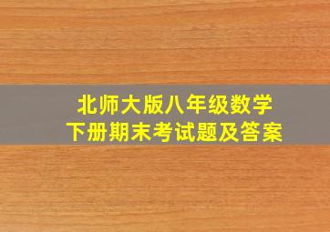 北师大版八年级数学下册期末考试题及答案