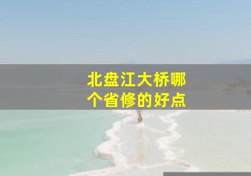 北盘江大桥哪个省修的好点