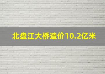 北盘江大桥造价10.2亿米