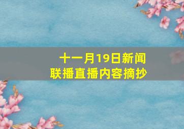 十一月19日新闻联播直播内容摘抄