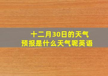 十二月30日的天气预报是什么天气呢英语