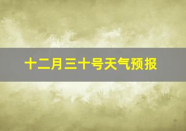 十二月三十号天气预报