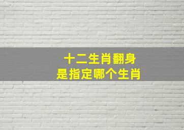 十二生肖翻身是指定哪个生肖