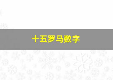 十五罗马数字