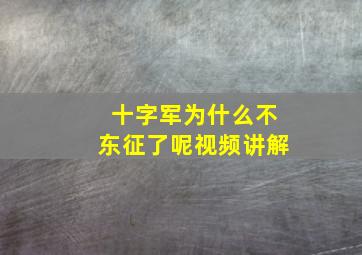 十字军为什么不东征了呢视频讲解