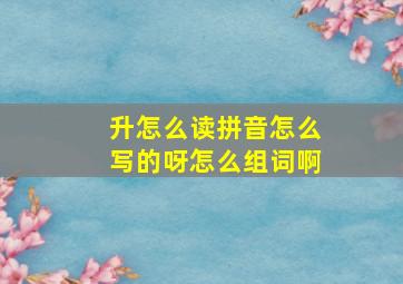 升怎么读拼音怎么写的呀怎么组词啊