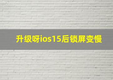 升级呀ios15后锁屏变慢