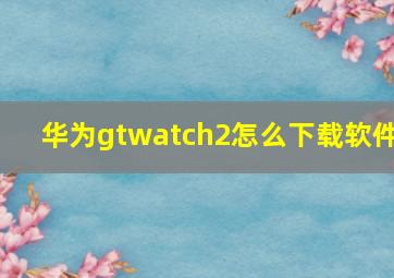 华为gtwatch2怎么下载软件