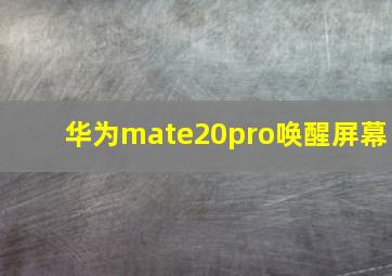 华为mate20pro唤醒屏幕