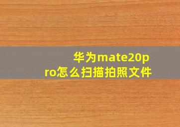 华为mate20pro怎么扫描拍照文件