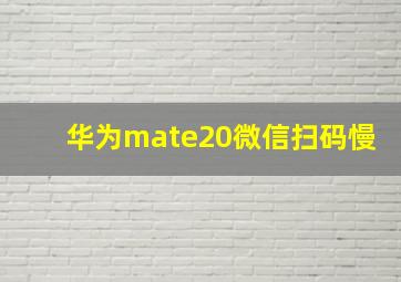 华为mate20微信扫码慢