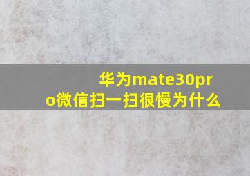 华为mate30pro微信扫一扫很慢为什么