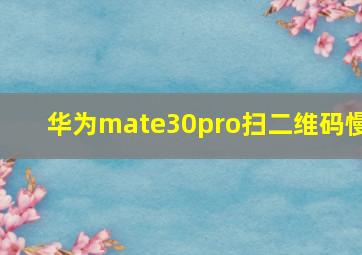 华为mate30pro扫二维码慢