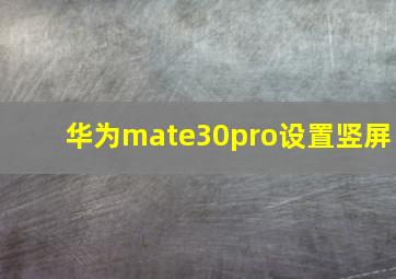 华为mate30pro设置竖屏