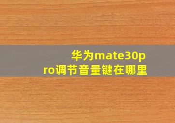 华为mate30pro调节音量键在哪里