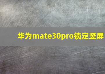 华为mate30pro锁定竖屏