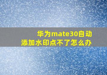 华为mate30自动添加水印点不了怎么办