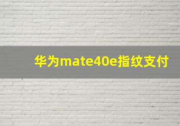 华为mate40e指纹支付