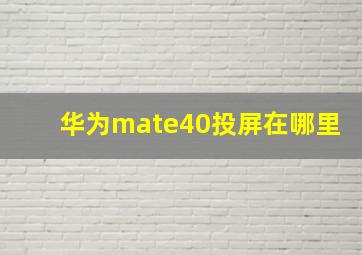 华为mate40投屏在哪里