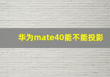 华为mate40能不能投影