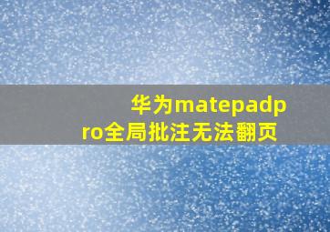 华为matepadpro全局批注无法翻页