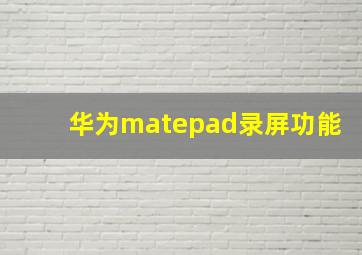 华为matepad录屏功能