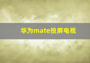 华为mate投屏电视