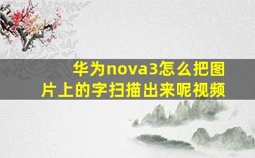 华为nova3怎么把图片上的字扫描出来呢视频