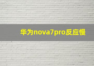 华为nova7pro反应慢