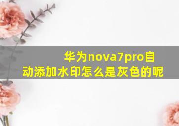 华为nova7pro自动添加水印怎么是灰色的呢