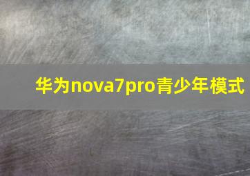 华为nova7pro青少年模式